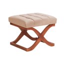 Ver imagem 1 de Puff Dubai Decorativo Tecido Linho Bege e Base de Madeira