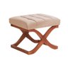 Puff Dubai Decorativo Tecido Linho Bege e Base de Madeira - 1