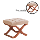 Ver imagem 3 de Puff Dubai Decorativo Tecido Linho Bege e Base de Madeira