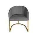 Ver imagem 2 de Poltrona Mia Suede Cinza Base Metálica Dourada - Belliv Decor