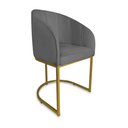Ver imagem 1 de Poltrona Mia Suede Cinza Base Metálica Dourada - Belliv Decor