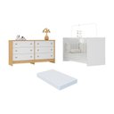 Ver imagem 1 de Berço 3 em 1 com Colchão Incluso e Cômoda Framboesa Multimóveis Mp4680 - Branco/madeirado