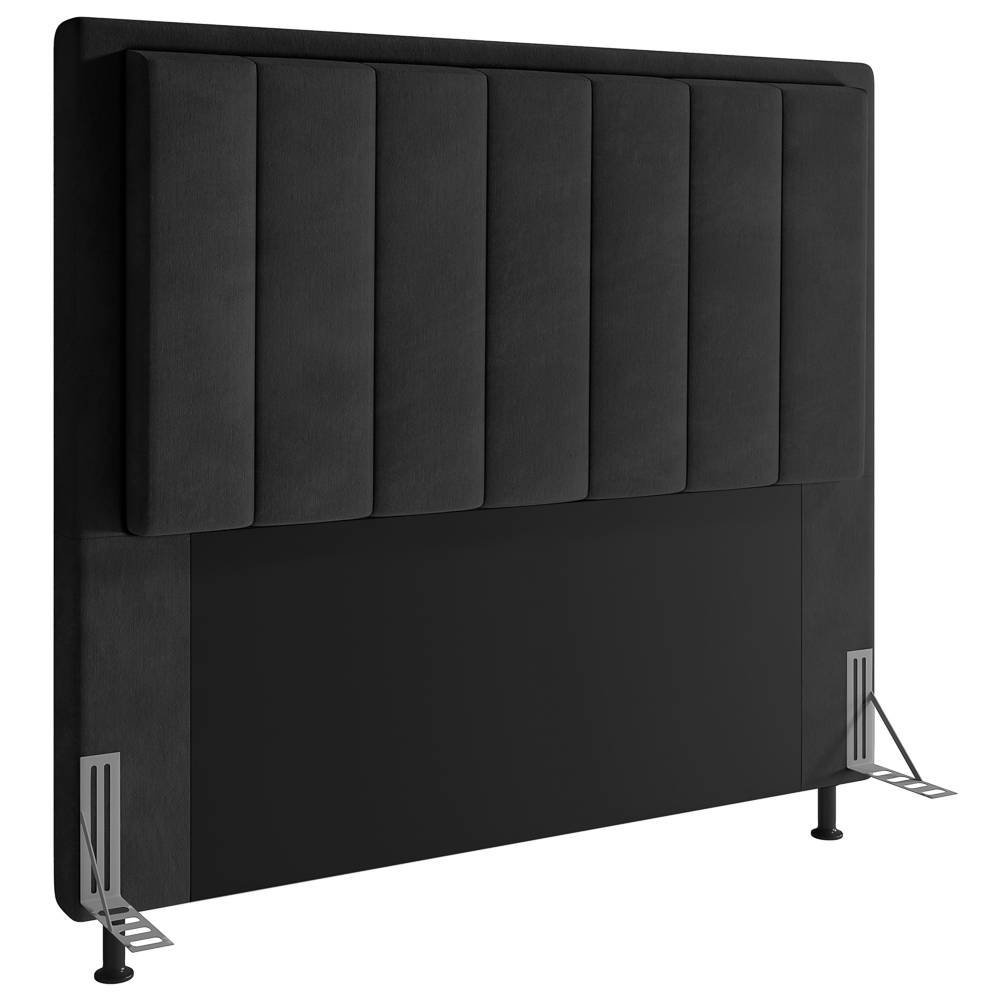 Cabeceira Cama Box King Veneza 195 Cm Suede MV Estofados Preto