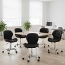 Ver imagem 2 de Conjunto 5 Cadeiras Office Eiffel Slim Giratória Ajustável Preta