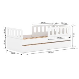Bicama Solteiro Mdf Bp Branco com 02 Grades e Cabeceira Megamobilia - 4