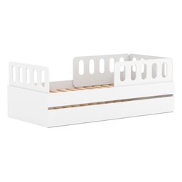 Bicama Solteiro Mdf Bp Branco com 02 Grades e Cabeceira Megamobilia - 2