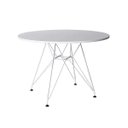 Ver imagem 2 de Conjunto Jantar Eames De Ferro Branco Tampo Redondo 110cm Branco 4 Cadeiras Brancas
