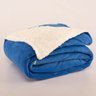Cobertor Polaris Solteiro Sherpa Toque Lã de Carneiro e Manta Fleece 1 Peça - Azul Royal - 1