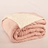 Cobertor Polaris Solteiro Sherpa Toque Lã de Carneiro e Manta Fleece 1 Peça - Rosê - 1
