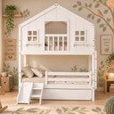 Ver imagem 1 de Treliche Casinha Dos Sonhos com Varanda Kit Escorregador e Grade Proteção Madeira Maciça Branco
