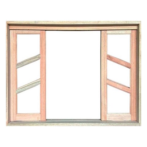 Janela de Madeira Vitro de Correr Diagonal Reto Padrão Cedro Batentes de 14 Cm-2.40(l)x1.20(a)