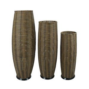 3 Vasos Decorativos Junco Rústico Modelo Canto Marina