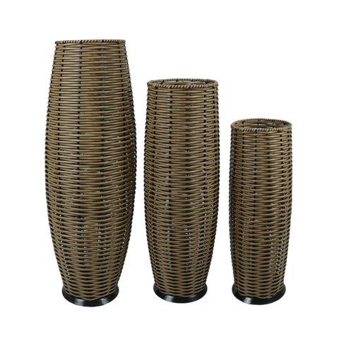 3 Vasos Decorativos Junco Rústico Modelo Canto Marina