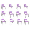 Ver imagem 2 de Kit 12 Cadeira Iso Infantil Creche, Escola Base Cinza Lilas