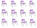 Ver imagem 2 de Kit 12 Cadeira Iso Infantil Creche, Escola Base Cinza Lilas
