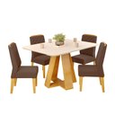 Ver imagem 2 de Conjunto Sala de Jantar Mesa Tampo Retangular Chanfrado Curvo Mad/vid 120 X 90cm Kiara Cedro Off Whi