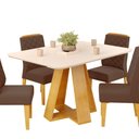 Ver imagem 3 de Conjunto Sala de Jantar Mesa Tampo Retangular Chanfrado Curvo Mad/vid 120 X 90cm Kiara Cedro Off Whi