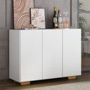 Ver imagem 3 de Aparador Buffet 3 Portas com Pés Quadrados Veneza Multimóveis MP1010 Branco/Natural