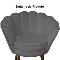 Poltrona Decorativa Pétala Pés Palito Suede Cinza - DS Estofados - 4