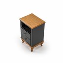 Ver imagem 3 de Mesa de Cabeceira 2 Gavetas Pés Luiz Xv com Nicho Preto - Imbuia