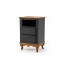 Ver imagem 1 de Mesa de Cabeceira 2 Gavetas Pés Luiz Xv com Nicho Preto - Imbuia