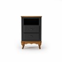Ver imagem 2 de Mesa de Cabeceira 2 Gavetas Pés Luiz Xv com Nicho Preto - Imbuia