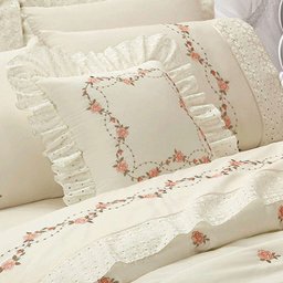 Kit Cobre Leito Bristol Queen Percal Bordado 180 Fios com Jogo Lençol 10 Peças - Palha Floral - 3