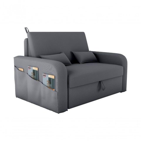 Sofá Cama Lady Day 2 Lugares Conforto Veludo Cinza Matrix Sala com Baú