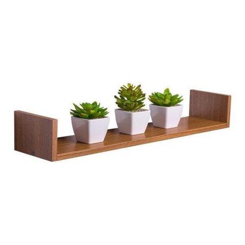 Prateleira U 100 x 20cm Freijó Suporte Invisível