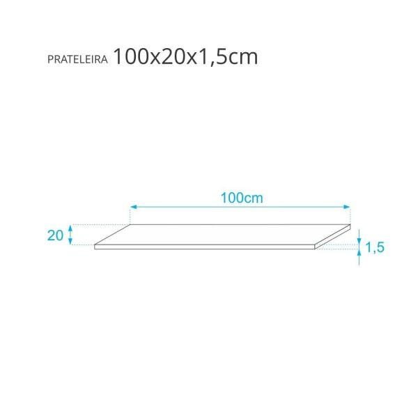 Kit 3 Prateleiras 100 x 20cm Freijó Suporte Invisível - 3