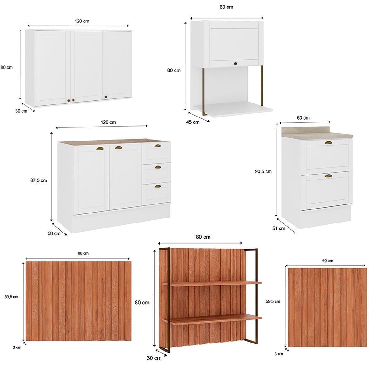 Cozinha Mdf Completa Modulável Estilo Americana Provençal Cor:branco - 3