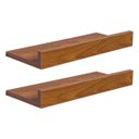 Ver imagem 2 de Kit 2 Prateleiras Porta Quadros 30 x 10cm Freijó Suporte Invisível