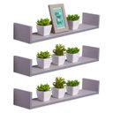 Ver imagem 1 de Kit 3 Prateleiras U 100 x 20cm Cinza Claro Suporte Invisível