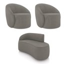Ver imagem 1 de Sofá 2 Lugares Orgânico 140cm Morgan e 2 Poltronas Lua Suede Grafite D03 - D’Rossi