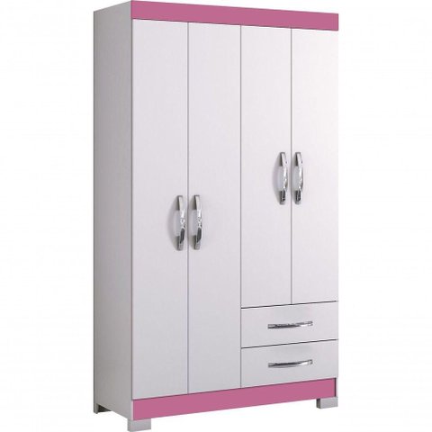 Guarda-roupa 4 Portas Malto Rosa - Moveisaqui