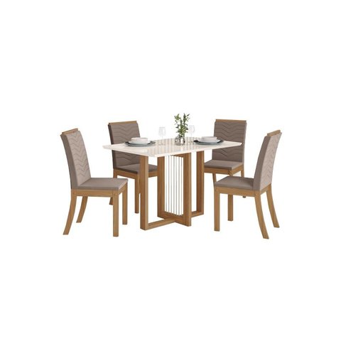 Mesa Jantar Natali 120 4 Cadeiras Isa Bege - Henn