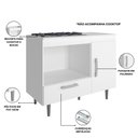 Ver imagem 4 de Balcão para Cooktop 4 Bocas Alecrim 105cm Espaço para Forno Multiuso 1 Porta 1 Gaveta Branco Poliman