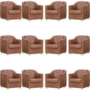 Ver imagem 1 de Kit 12 Poltronas Mila Corino Cores Pé de Plástico Cromado - Peroba Corino