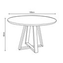 Ver imagem 3 de Mesa de Jantar Luxo Tampo Mdf/vidro Redonda para 4 Lugares Pés Madeira Maciça Pérola - Mel/preto