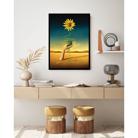 Quadro Decorativo Salvador Dali Margarida - 70x50cm:moldura Preta