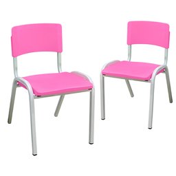 Kit 2 Cadeiras Infantil Iso Rosa Brinquedoteca Escolas Ecomhome - 3