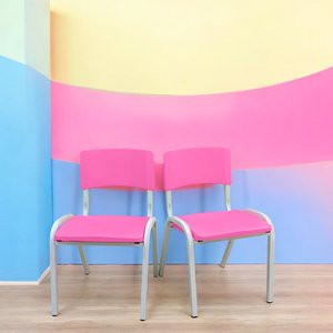 Kit 2 Cadeiras Infantil Iso Rosa Brinquedoteca Escolas Ecomhome