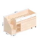 Ver imagem 4 de Cama Elevada com Escrivaninha, Armário e Cômoda MDF Artsy Casatema MadeiraOriginals Natural/Branco