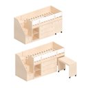 Ver imagem 3 de Cama Elevada com Escrivaninha, Armário e Cômoda MDF Artsy Casatema MadeiraOriginals Natural/Branco