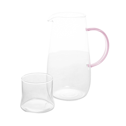 Jarra de Vidro com Alca e Copo Fun Rosa 1,3l - 3