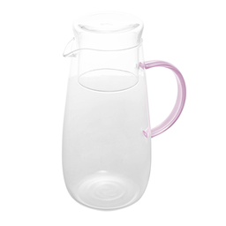 Jarra de Vidro com Alca e Copo Fun Rosa 1,3l - 1