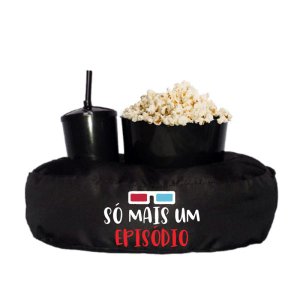 Almofada Porta Pipoca Preta Solteiro Só Mais Um Episódio:Estampado/Preto