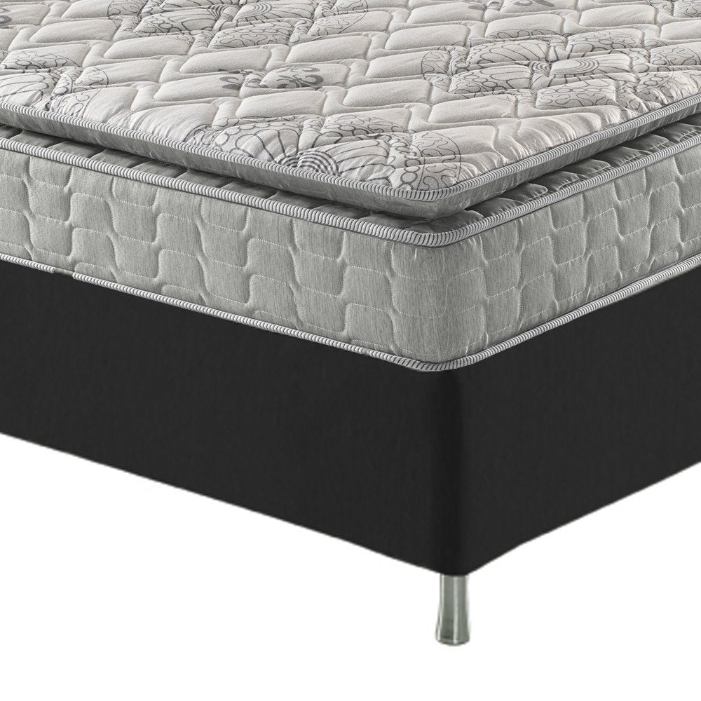 Cama Box Queen Preto + Colchão Ortopedico Espuma D33 Pillow Top Hanover One 158x198x59cm - 4