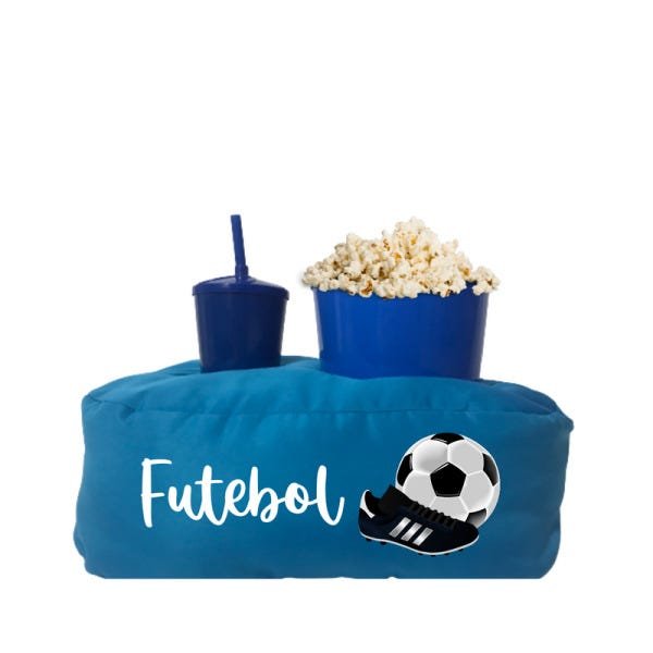 Almofada Porta Pipoca Azul Infantil Futebol:Estampado/Azul