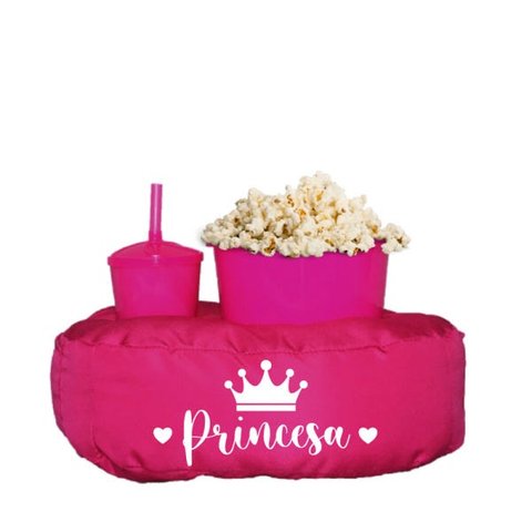Almofada Porta Pipoca Rosa Infantil Princesa:Estampado/Rosa
